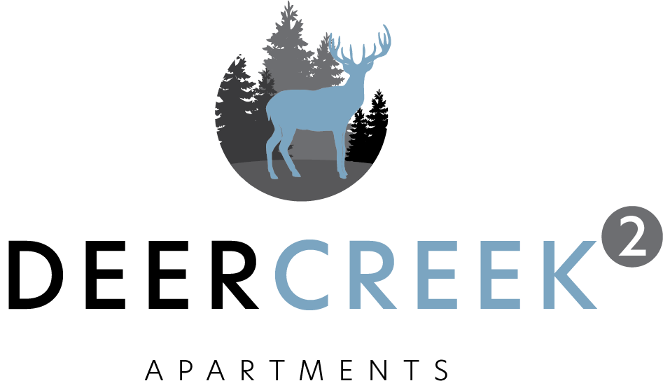 the logo apartments with the words 2 apartments with a deer